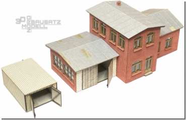 Zweigeschossiges Wohnhaus mit Anbau und Werkstattgebäude